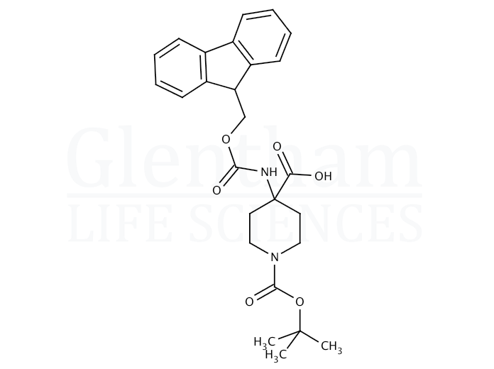 N-Boc-4-(Fmoc-amino)piperidine-4-carboxylic acid    Structure