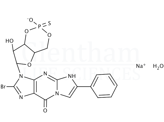 Rp-8-Bromo-β-phenyl-1,N2-ethenoguanosine 3′,5′-cyclic monophosphorothioate sodium salt Structure