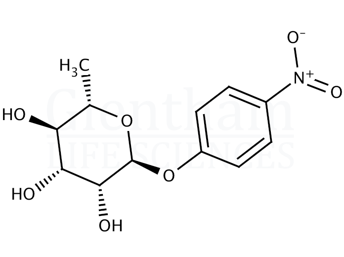 Structure for  4-Nitrophenyl a-L-rhamnopyranoside  (18918-31-5)
