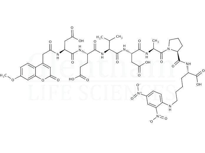 7-Methoxycoumarin-4-acetyl-Asp-Glu-Val-Asp-Ala-Pro-(2,4-dinitrophenyl)Lys Structure