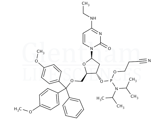 Structure for 2''-Deoxy-5''-O-DMT-N4-ethylcytidine 3''-CE phosphoramidite