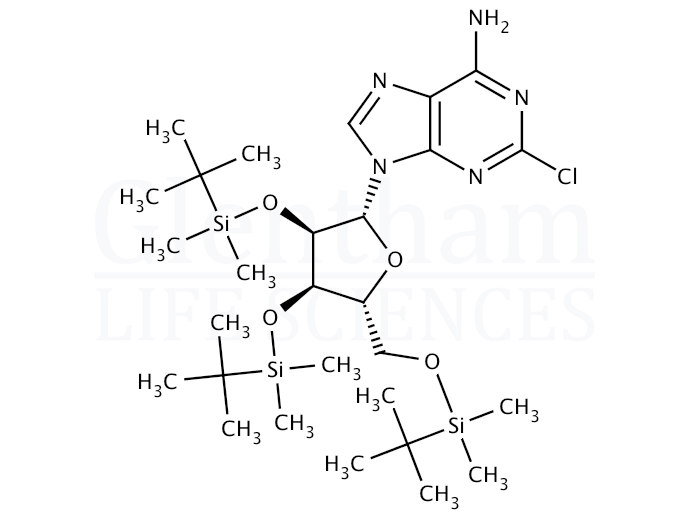 Structure for 2-Chloro-2'',3'',5''-tris-O-[(1,1-dimethylethyl)dimethylsilyl]-adenosine