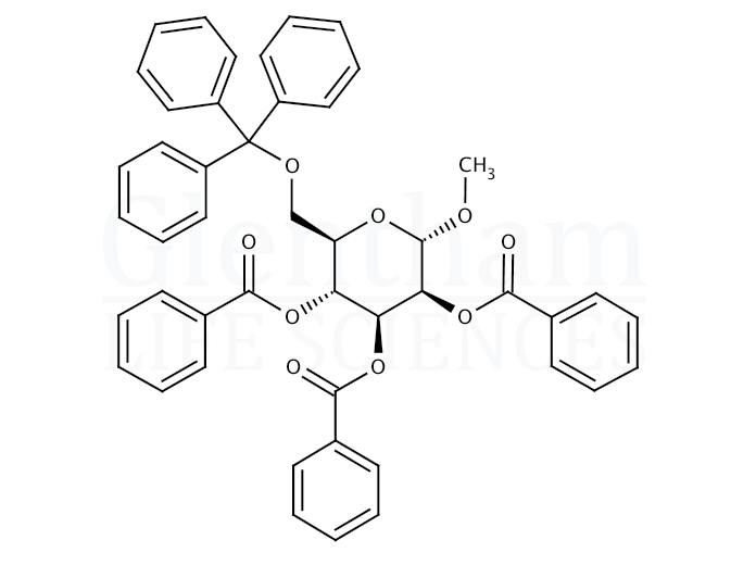 Structure for Methyl 2,3,4-tri-O-benzoyl-6-O-trityl-a-D-mannopyranoside (198338-59-9)