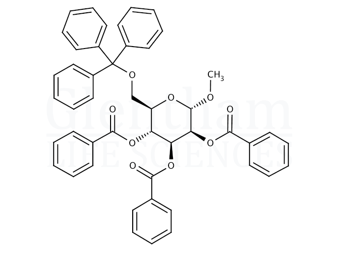 Structure for  Methyl 2,3,4-tri-O-benzoyl-6-O-trityl-a-D-mannopyranoside  (198338-59-9)