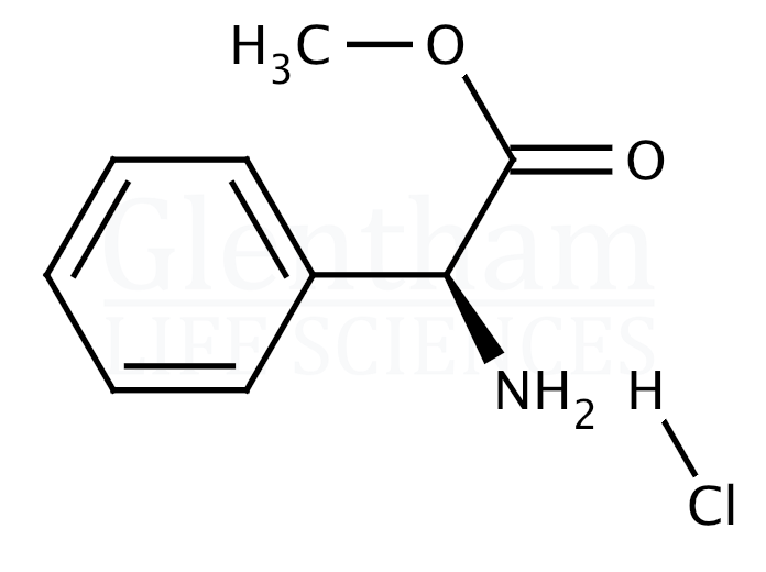 Structure for (R)-(-)-2-Phenylglycine methyl ester hydrochloride (19883-41-1)