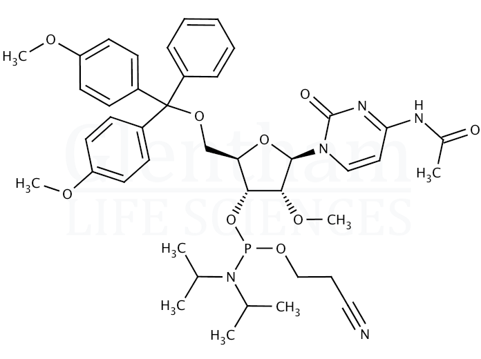 Structure for N4-Acetyl-5''-O-DMT-2''-O-methylcytidine 3''-CE phosphoramidite