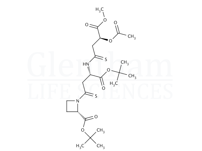 (2S,3S,3''''S)-N-[3-(3-Acetoxy-3-methoxycarbonylpropanamido)-3-tert-butoxythiocarbonylpropanoyl]azetidine-2-thiocarboxylic acid tert-butyl ester Structure