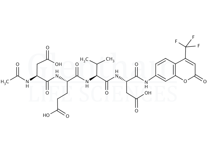 N-Acetyl-Asp-Glu-Val-Asp-7-amido-4-trifluoromethylcoumarin Structure