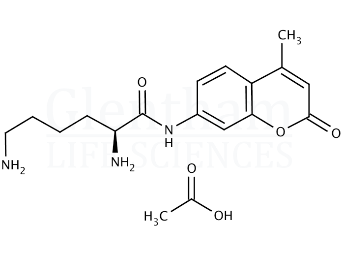 Structure for L-Lysine 7-amido-4-methylcoumarin acetate salt