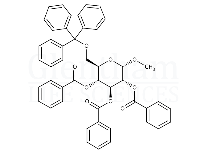 Structure for Methyl 2,3,4-tri-O-benzoyl-6-O-trityl-a-D-glucopyranoside