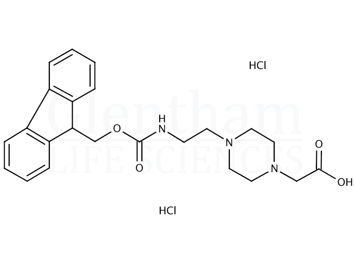 Structure for  4-[2-(Fmoc-amino)ethyl]piperazin-1-ylacetic acid dihydrochloride  (204320-65-0)