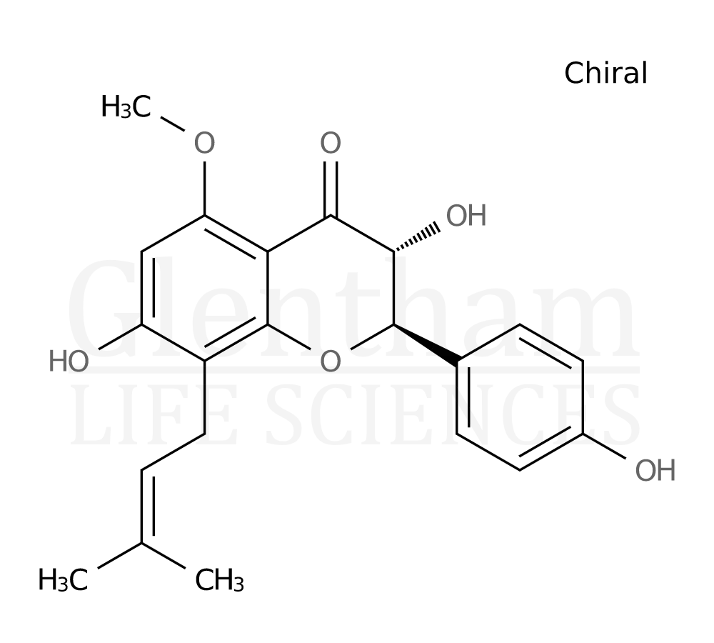 Strcuture for (2R,3R)-3,7,4''-Trihydroxy-5-methoxy-8-prenylflavanone