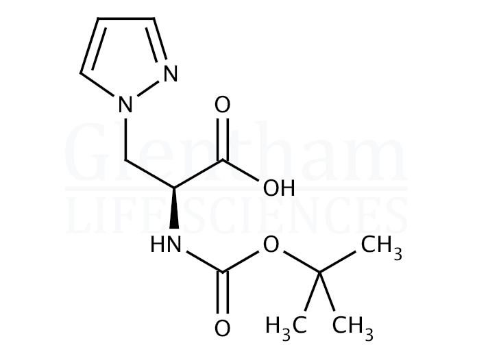 Structure for Boc-3-(1-pyrazolyl)-Ala-OH