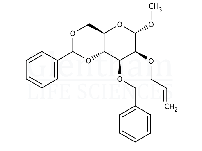 Structure for  Methyl 2-O-Allyl-3-O-benzyl-4,6-O-benzylidene-α-D-mannopyranoside  (210297-54-4)