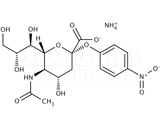 Structure for 2-O-(4-Nitrophenyl)-a-D-N-acetylneuraminic acid ammonium salt