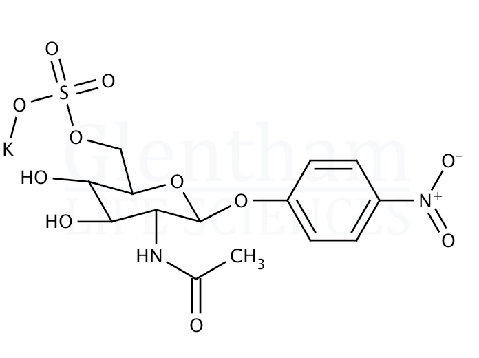 Structure for p-Nitrophenyl 6-Sulfo-2-acetamido-2-deoxy-β-D-glucopyranoside potassium salt