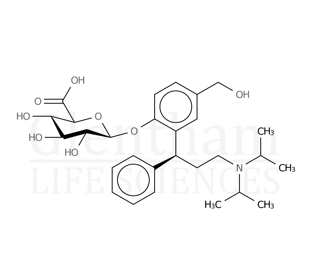 Structure for 5-Hydroxymethyl tolterodine b-D-glucuronide