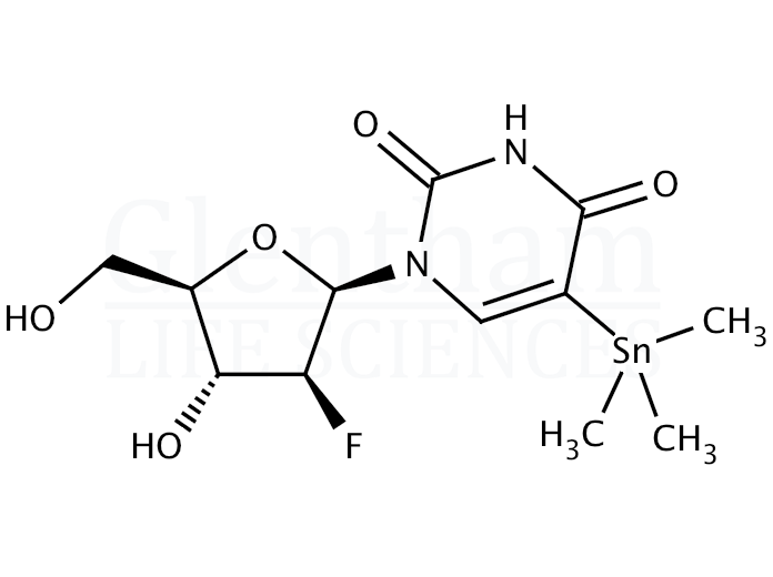 5-Trimethylstannyl-1-(2-deoxy-2-fluoro-b-D-arabinofuranosyl)uracil Structure