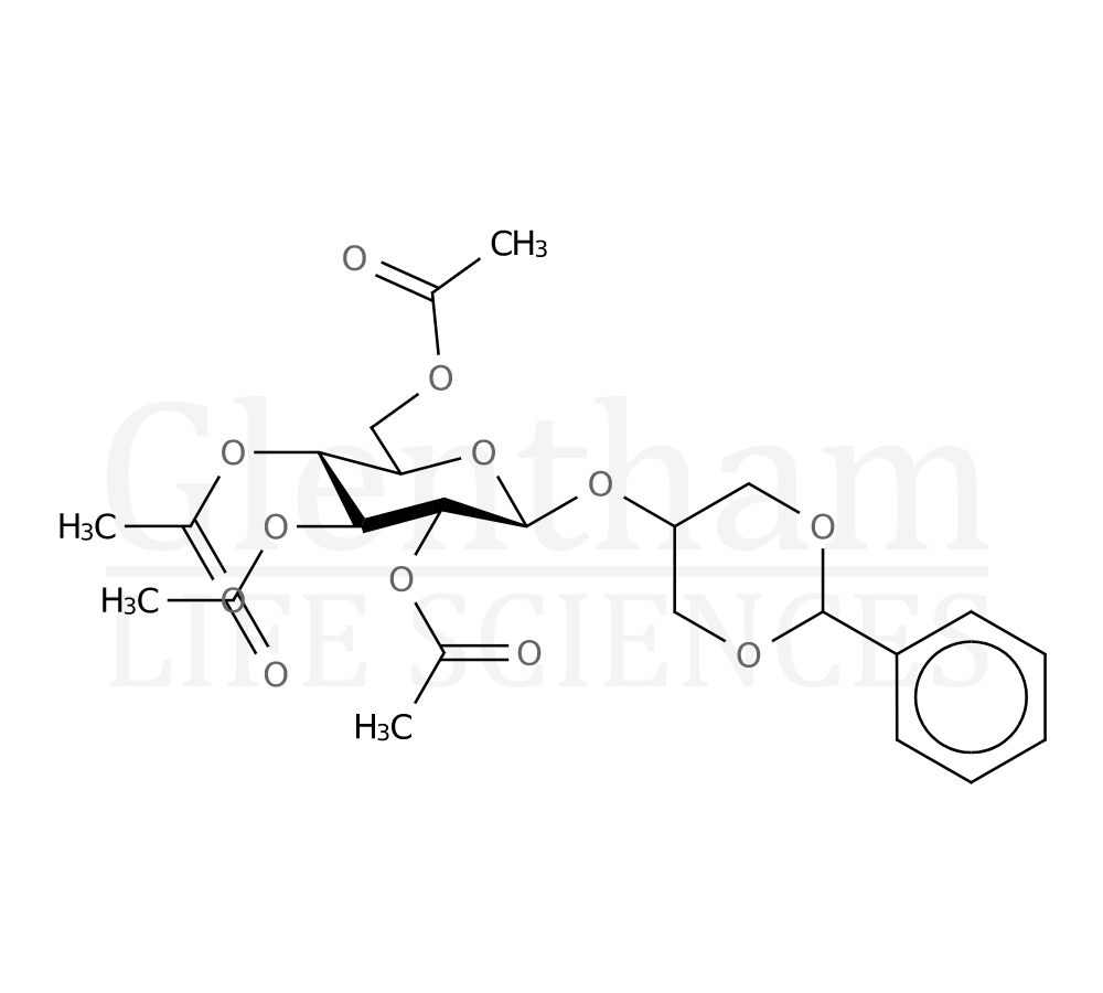 Structure for  2,3,4,6-Tetra-O-acetyl-b-D-glucopyranosyl (1,3-benzylidene)glycerol  (213264-93-8)