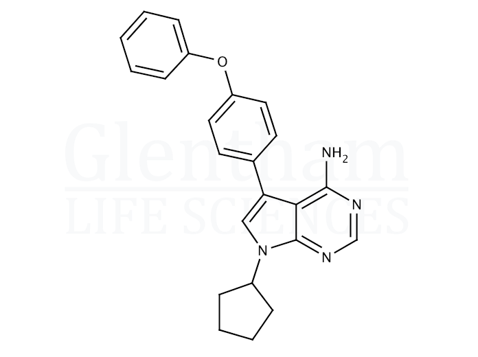 7-Cyclopentyl-5-(4-phenoxyphenyl)-7H-pyrrolo[2,3‑d]pyrimidin-4-ylamine Structure