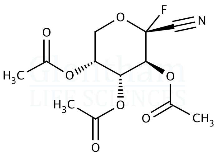 Structure for 2,3,4-Tri-O-acetyl-1-deoxy-1-fluoro-b-D-arabinopyranosyl cyanide