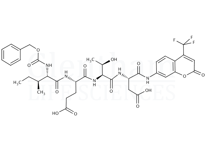 Z-Ile-Glu-Thr-Asp 7-amido-4-trifluoromethylcoumarin Structure