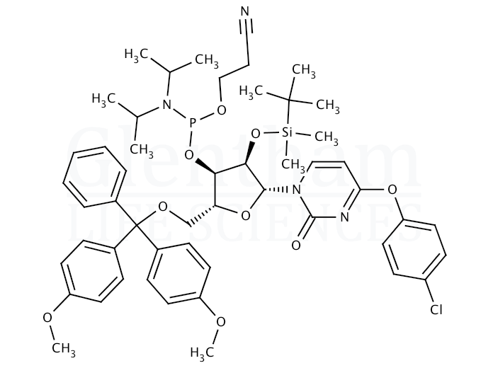 Structure for 2''-O-tert-Butyldimethylsilyl-O4-(4-chlorophenyl)-5''-O-DMT-uridine 3''-CE-phosphoramidite