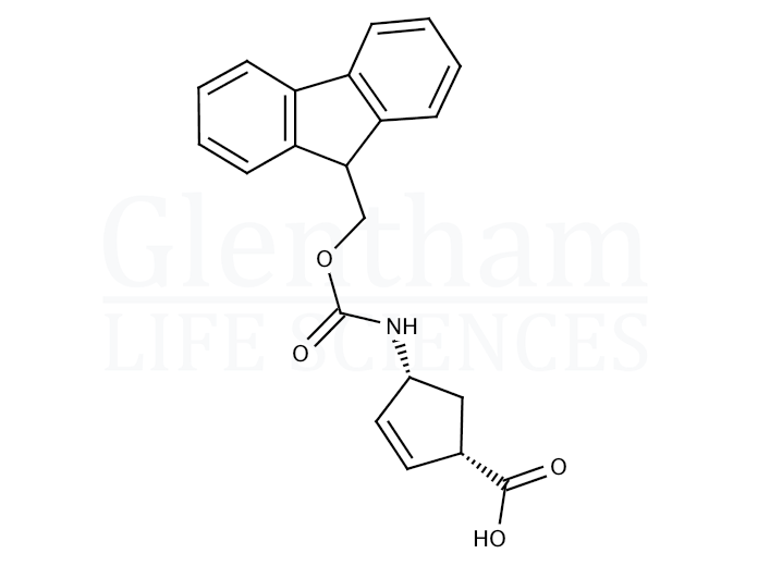 Structure for  (1S,4R)-(-)-4-(Fmoc-amino)-2-cyclopentene-1-carboxylic acid   (220497-64-3)