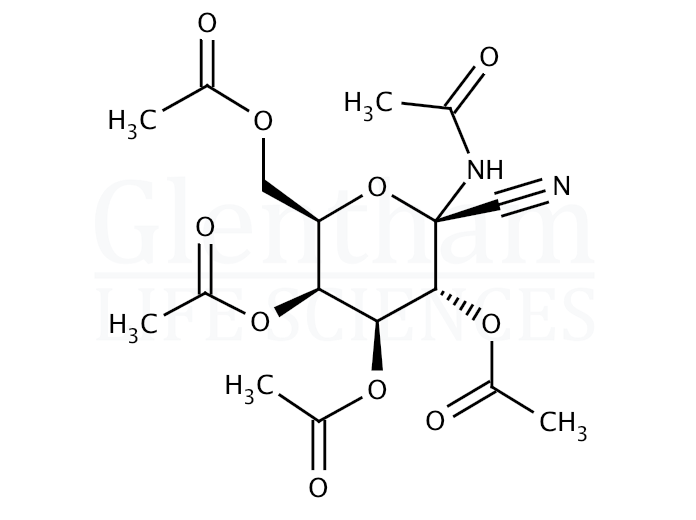 1-Acetamido-2,3,4,6-tetra-O-acetyl-1-deoxy-b-D-galactopyranosyl cyanide Structure