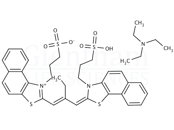Structure for 1-(3-Sulfopropyl)-2-(2-{[1-(3-sulfopropyl)naphtho[1,2-d]thiazol-2(1H)-ylidene]methyl}-1-butenyl)naphtho[1,2-d]thiazoliumhydroxide inner salt, triethylammonium salt