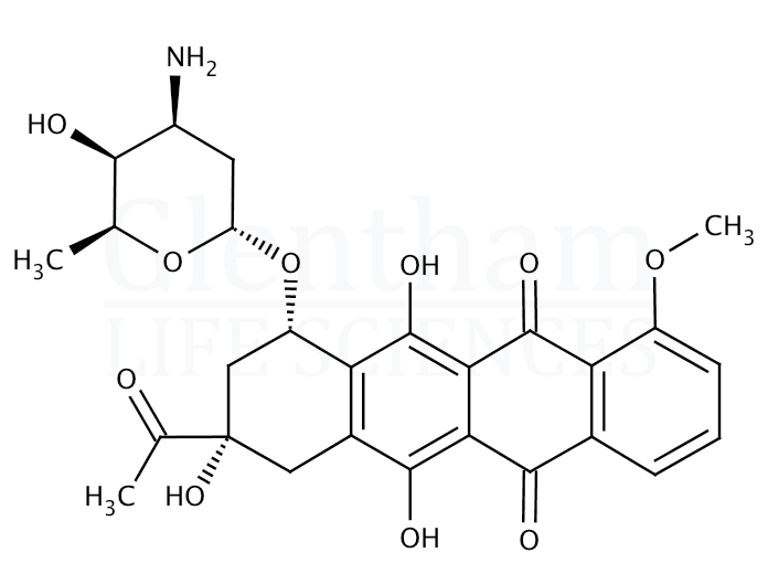 Structure for  Daunorubicin hydrochloride  (23541-50-6)