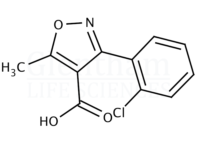 Structure for 3-(2-Chlorophenyl)-5-methylisoxazole-4-carboxylic acid (CMIC acid)