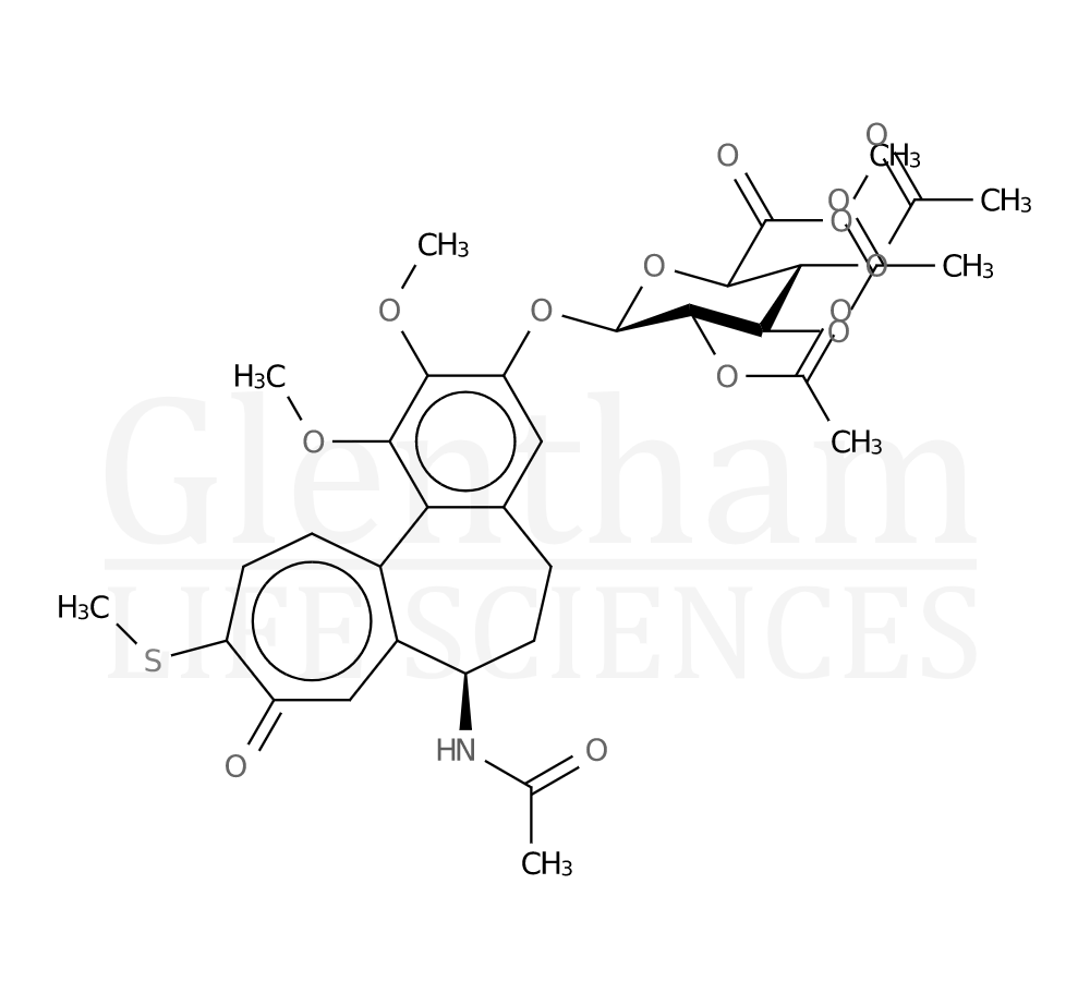 Structure for 3-Demethyl thiocolchicine 2-O-(2,3,4-tri-O-acetyl-b-D-glucuronide methyl ester