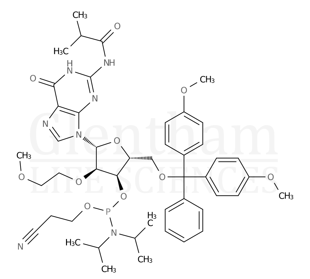 Structure for 5''-O-DMT-N2-isobutyryl-2''-O-methylguanosine 3''-CE phosphoramidite