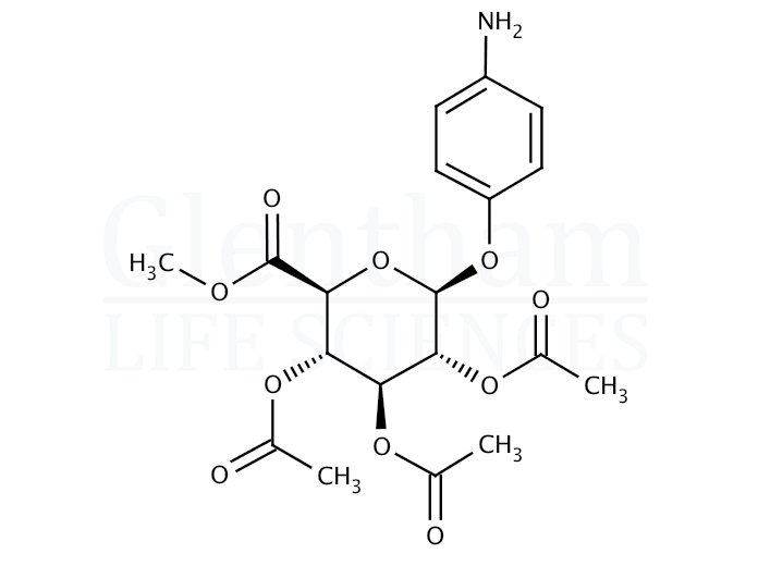 4-Aminophenyl 2,3,4-tri-O-acetyl-b-D-glucuronide methyl ester Structure