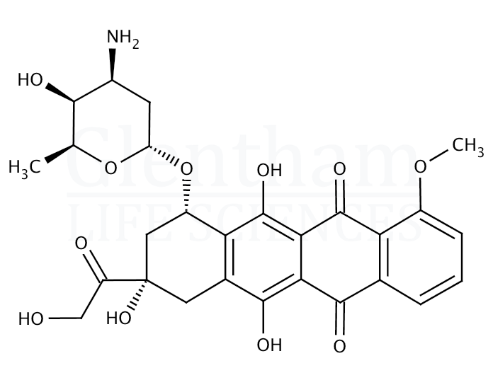 Structure for Doxorubicin hydrochloride, USP grade (25316-40-9)