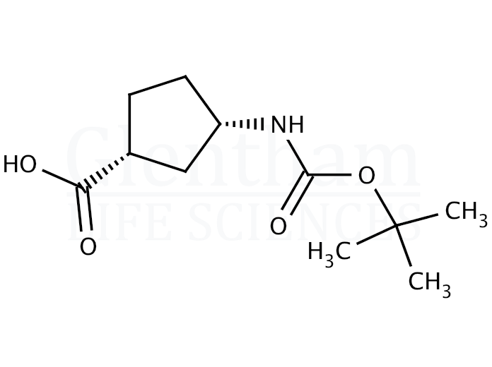 Structure for (1S,3R)-(+)-3-(Boc-amino)cyclopentanecarboxylic acid   (261165-05-3)