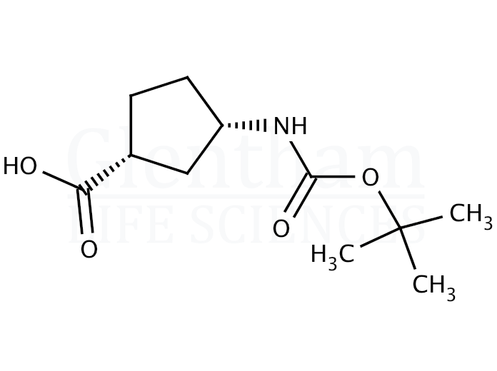 Structure for (1S,3R)-(+)-3-(Boc-amino)cyclopentanecarboxylic acid  