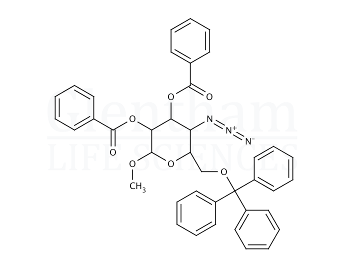 Methyl 4-Azido-2,3-di-O-benzoyl-4-deoxy-6-O-trityl-α-D-glucopyranoside Structure