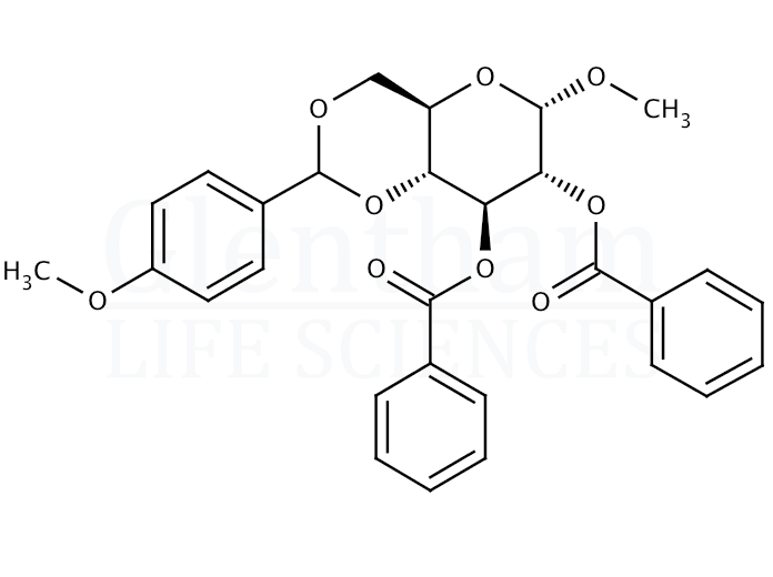 Structure for Methyl 2,3-di-O-benzoyl-4,6-O-(4-methoxybenzylidene)-a-D-glucopyranoside