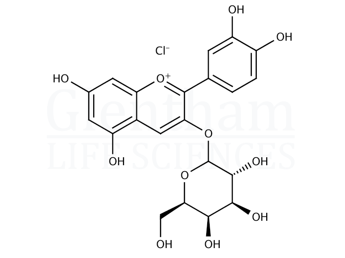 Cyanidin-3-O-galactoside chloride Structure