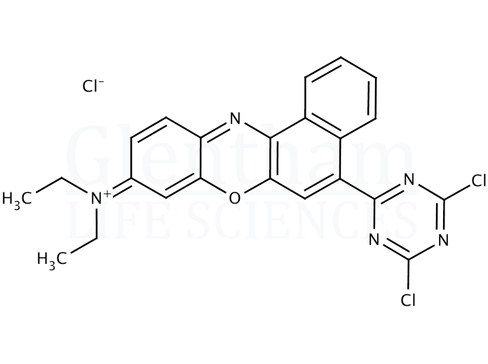 Structure for 9-Diethylamino-5-(4,6-dichloro-s-triazinyl)-9H-benzo[a]phenoxazine Chloride