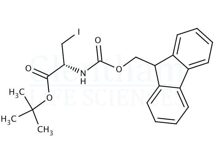 Structure for  N-Fmoc-3-iodo-L-alanine tert-butyl ester  (282734-33-2)