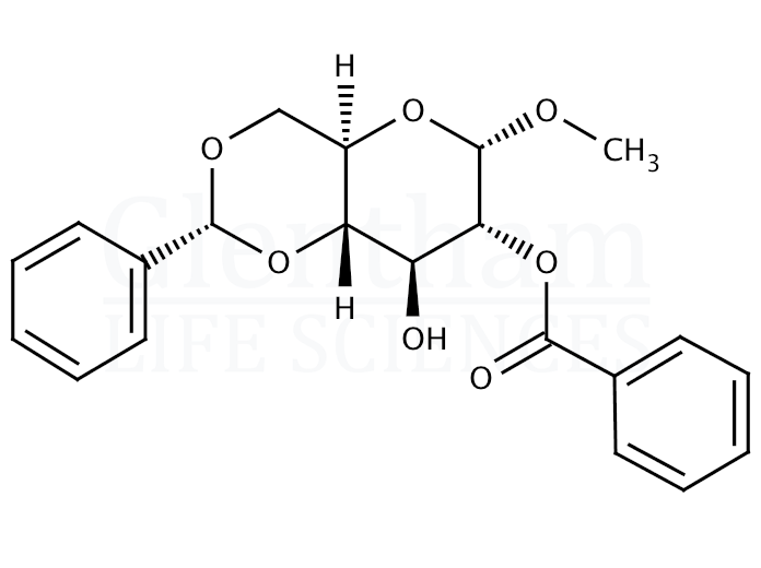 Methyl 2-O-Benzoyl-4,6-di-O-benzylidene-α-D-glucopyranoside Structure