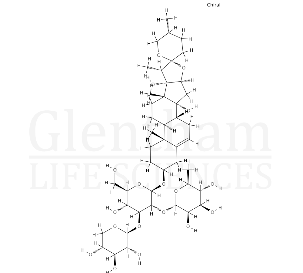 Ophiogenin 3-O-α-L-rhamnopyranosyl(1→2)[β-D-xylopyranosyl(1→3)]-β-D-glucopyranoside Structure