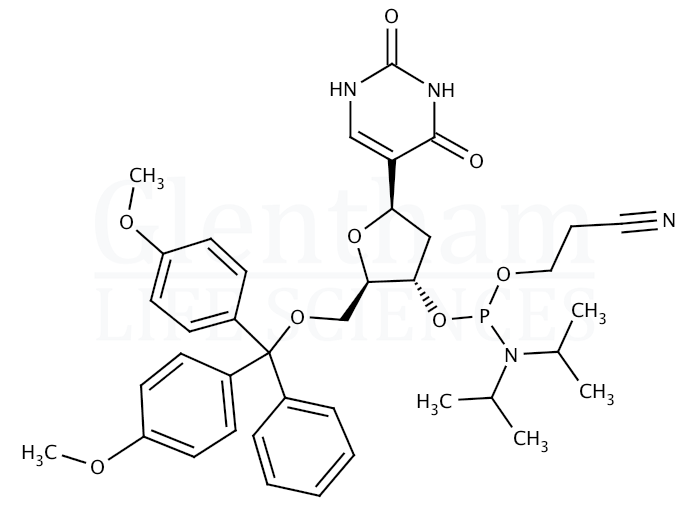 2''-Deoxy-5''-O-DMT-pseudouridine 3''-CE phosphoramidite Structure