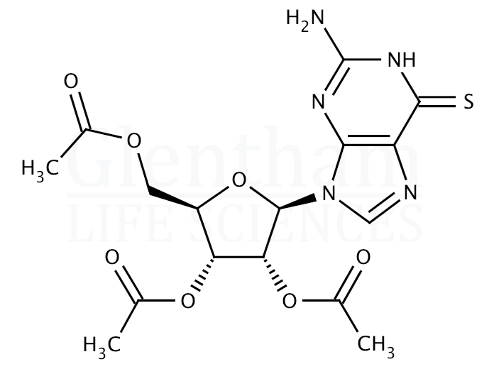 2-Amino-6-mercapto-9-(2'',3'',5''-tri-O-acetyl-b-ribofuranosyl)purine Structure