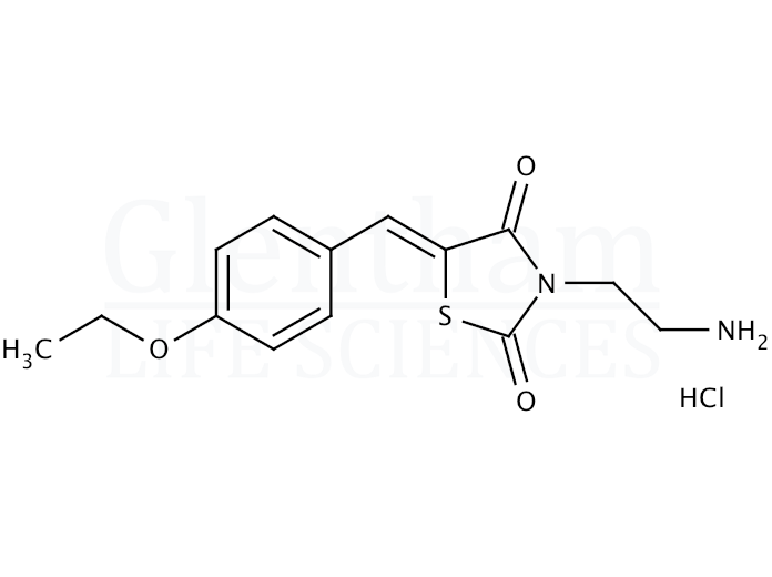 Structure for 3-(2-Aminoethyl)-5-((4-ethoxyphenyl)methylene)-2,4-thiazolidinedione hydrochloride