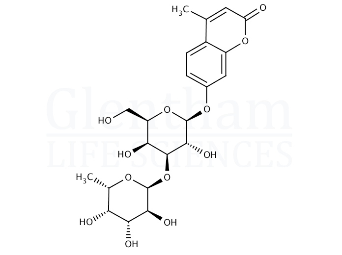 4-Methylumbelliferyl 3-O-(a-L-fucopyranosyl)-b-D-galactopyranoside Structure