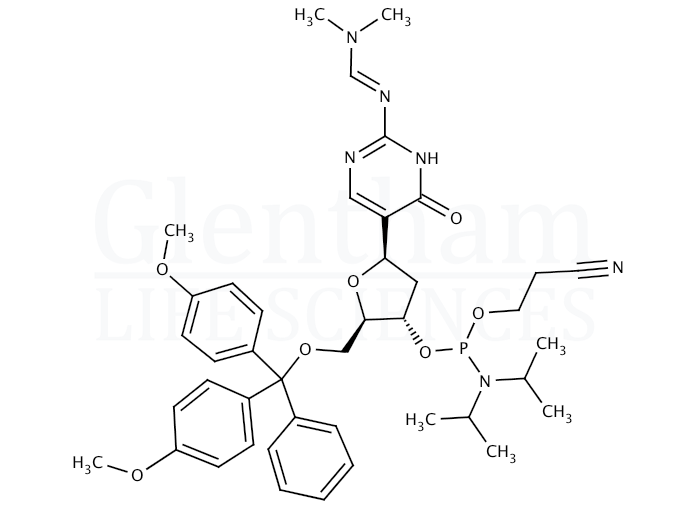 Structure for 2''-Deoxy-N4-DMF-5''-O-DMT-pseudoisocytidine 3''-CE phosphoramidite
